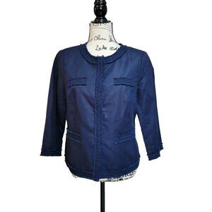 Talbots Petite Navy Blue Linen Blend Blazer - Size 10P